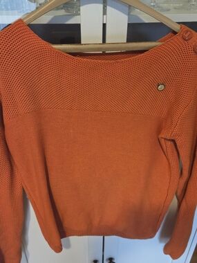 G-Star Orange Boatneck Button-Shoulder Sweater